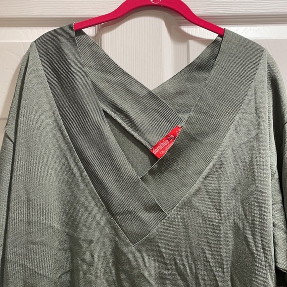 Dorothee Bis Olive Oversized V-Neck Tunic Sweater Top S - Picture 4 of 8